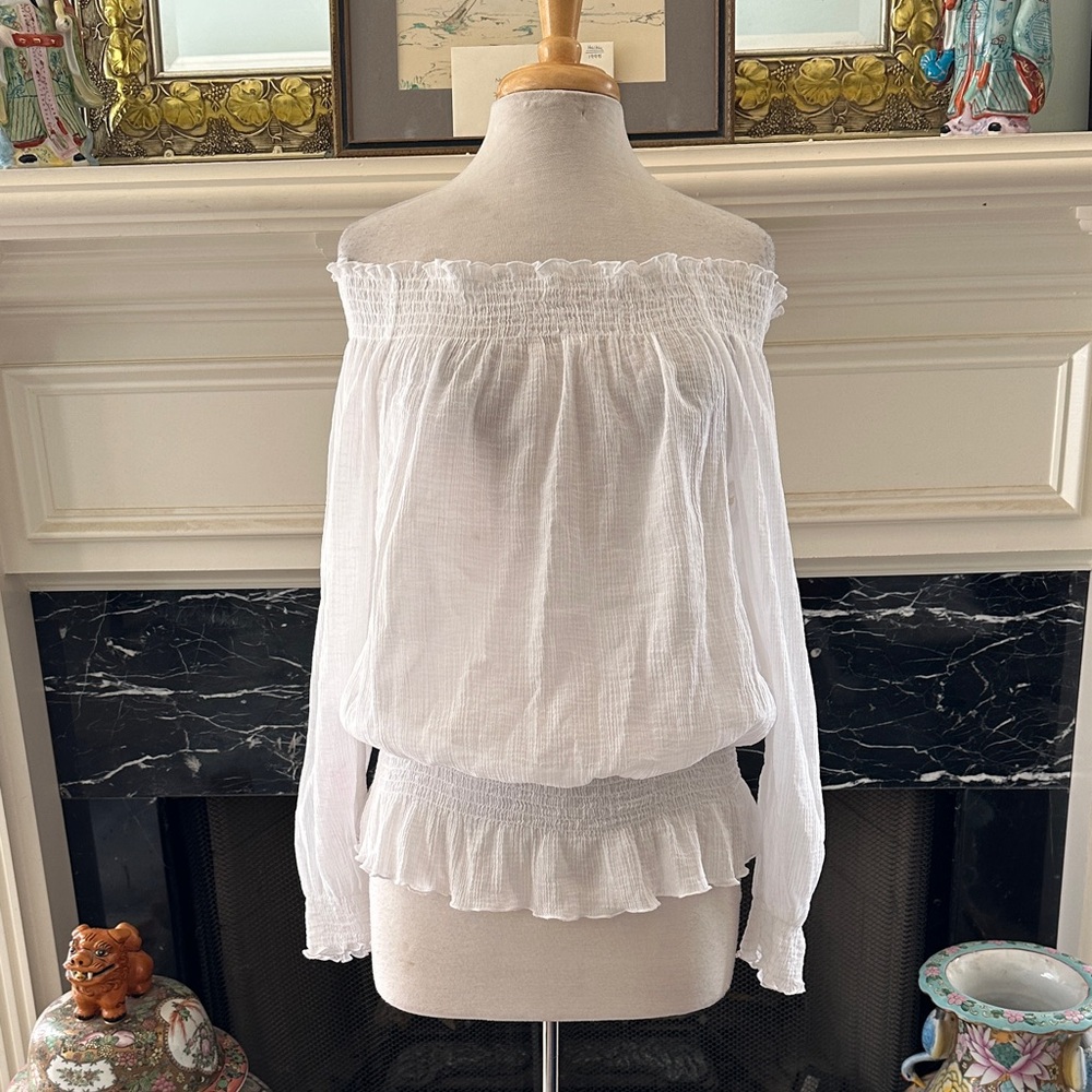 “The Limited” White Off-Shoulder Gauze Women's Top